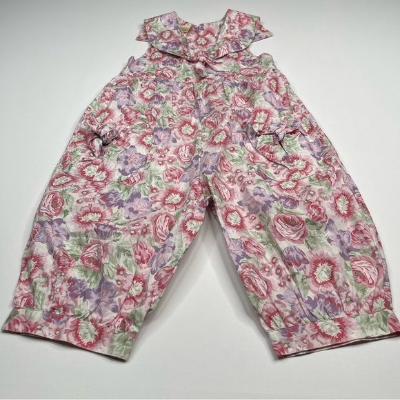 Laura Ashley Mother Child Vintage Romper Jumper Floral Cottagecore Cotton Boho - Picture 2 of 12